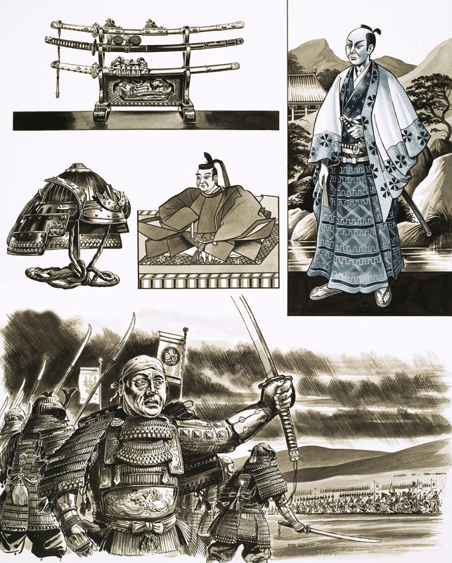 Samurajens yrke är rån och våld (gouache på papper) av Dan Escott