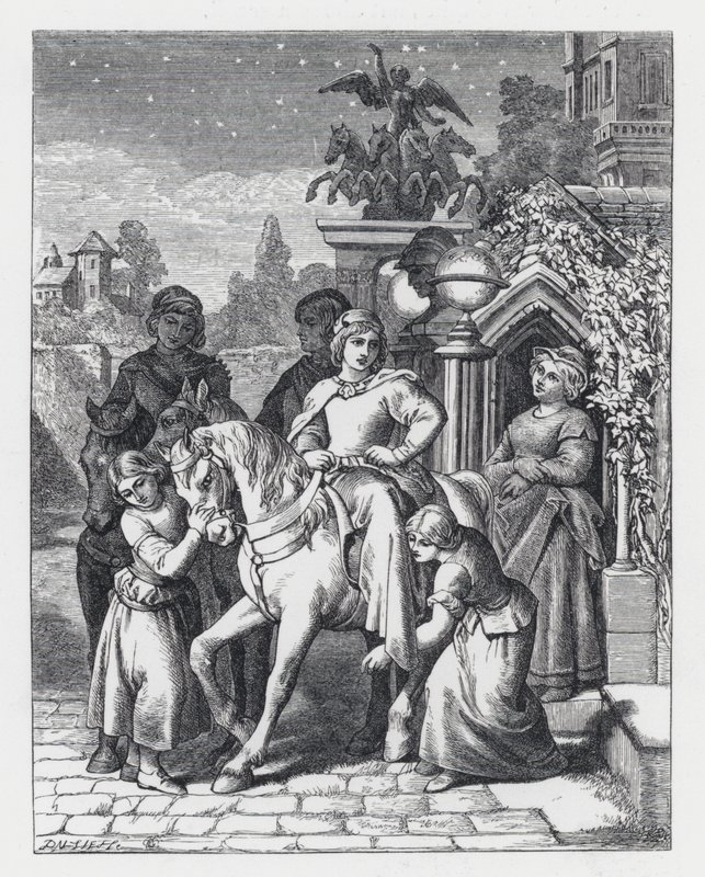 Illustration till Tennysons dikt, The Princess (gravyr) av Daniel (after) Maclise