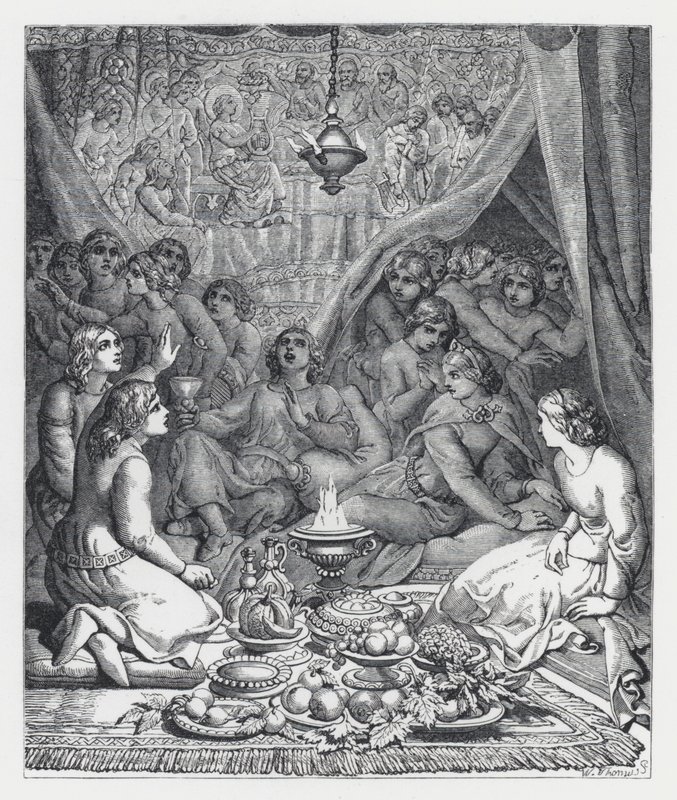 Illustration till Tennysons dikt, The Princess (gravyr) av Daniel (after) Maclise