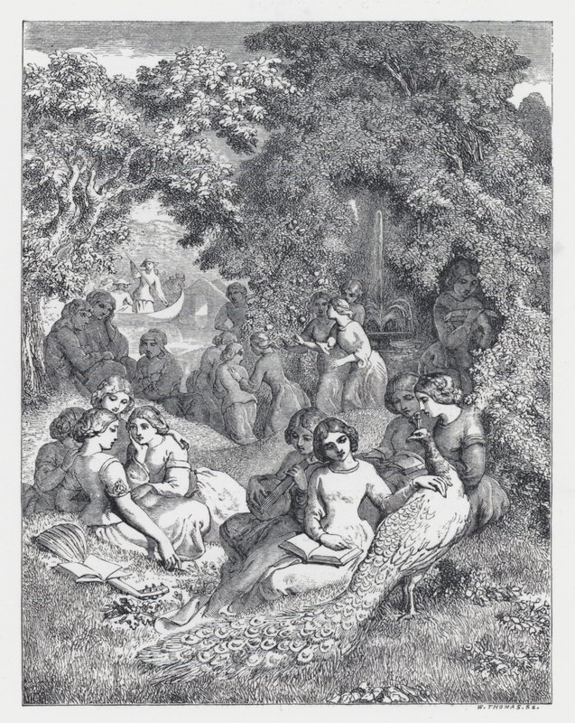 Illustration till Tennysons dikt, The Princess (gravyr) av Daniel (after) Maclise