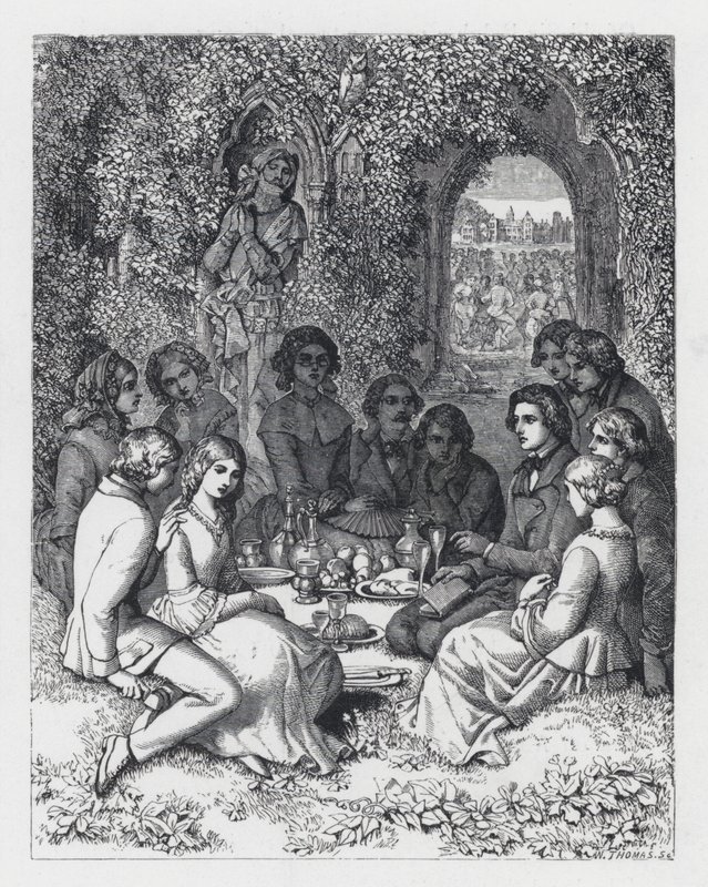 Illustration till Tennysons dikt, The Princess (gravyr) av Daniel (after) Maclise