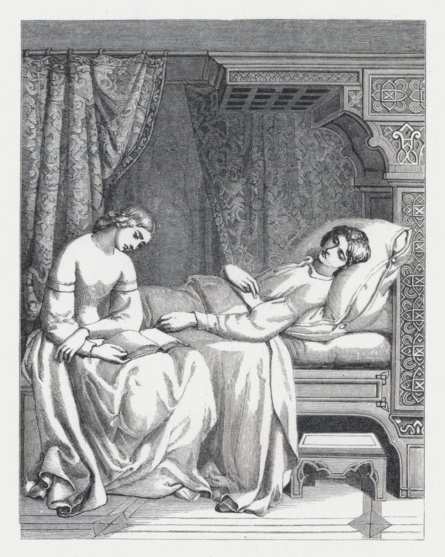 Illustration till Tennysons dikt, Prinsessan (gravyr) av Daniel (after) Maclise