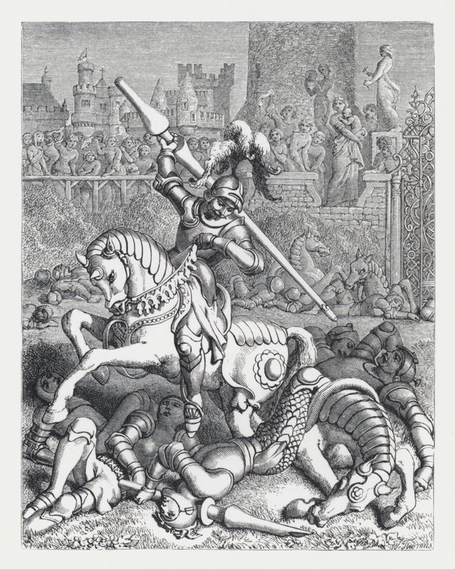 Illustration till Tennysons dikt, Prinsessan (gravyr) av Daniel (after) Maclise