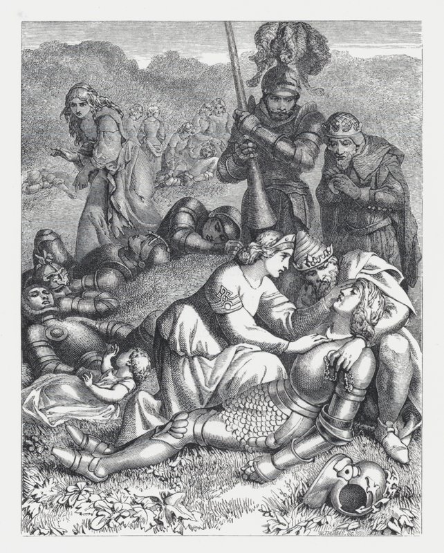 Illustration till Tennysons dikt, Prinsessan (gravyr) av Daniel (after) Maclise