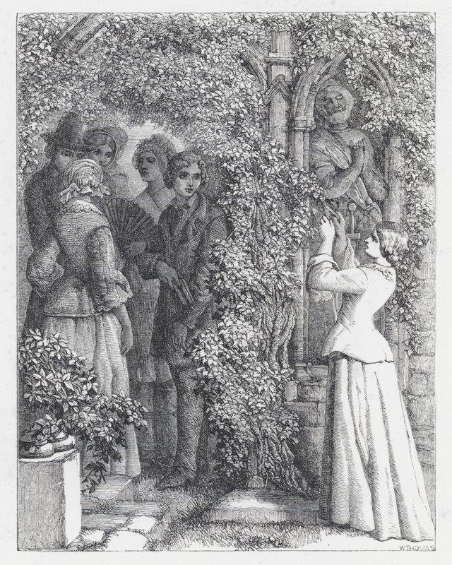 Illustration till Tennysons dikt, The Princess (gravyr) av Daniel (after) Maclise