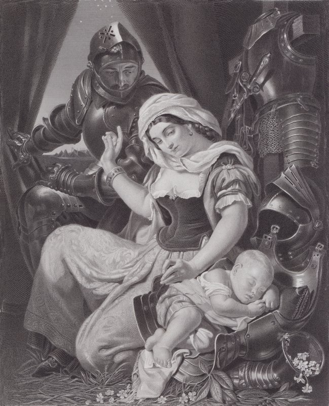 Krigarens vagga (gravyr) av Daniel (after) Maclise