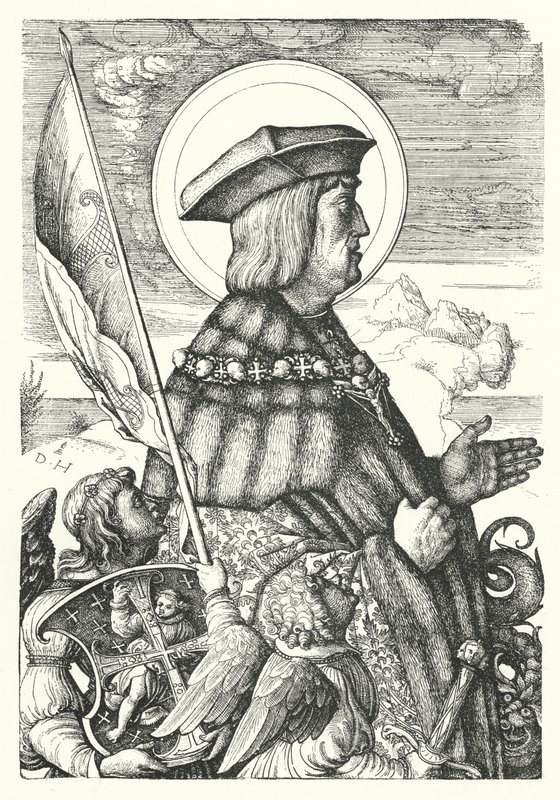 Maximilian I, den helige romerske kejsaren, som St George av Daniel Hopfer