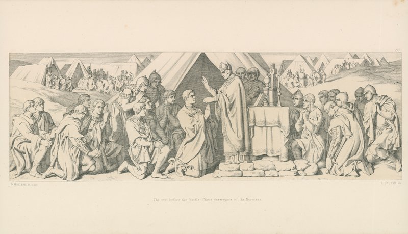 Kvällen före striden. Fromma iakttagande av normanderna av Daniel Maclise