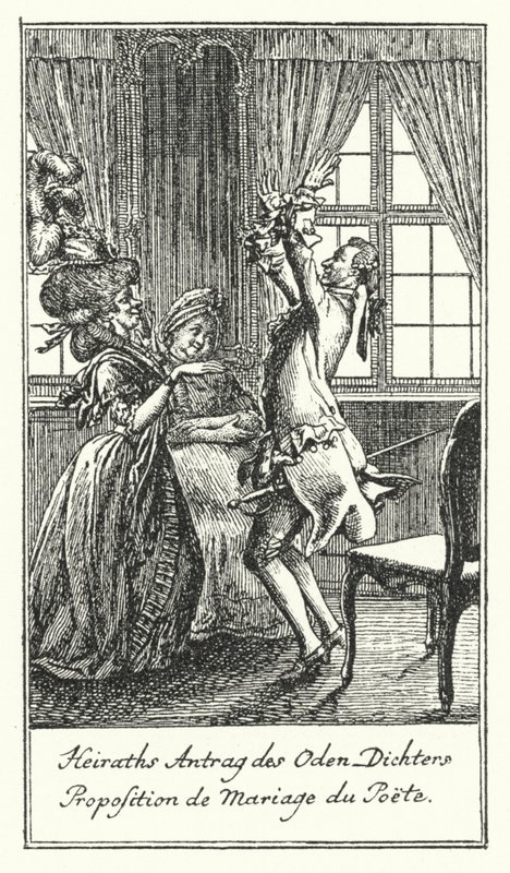 Poetens äktenskapsförslag (gravyr) av Daniel Nikolaus (after) Chodowiecki