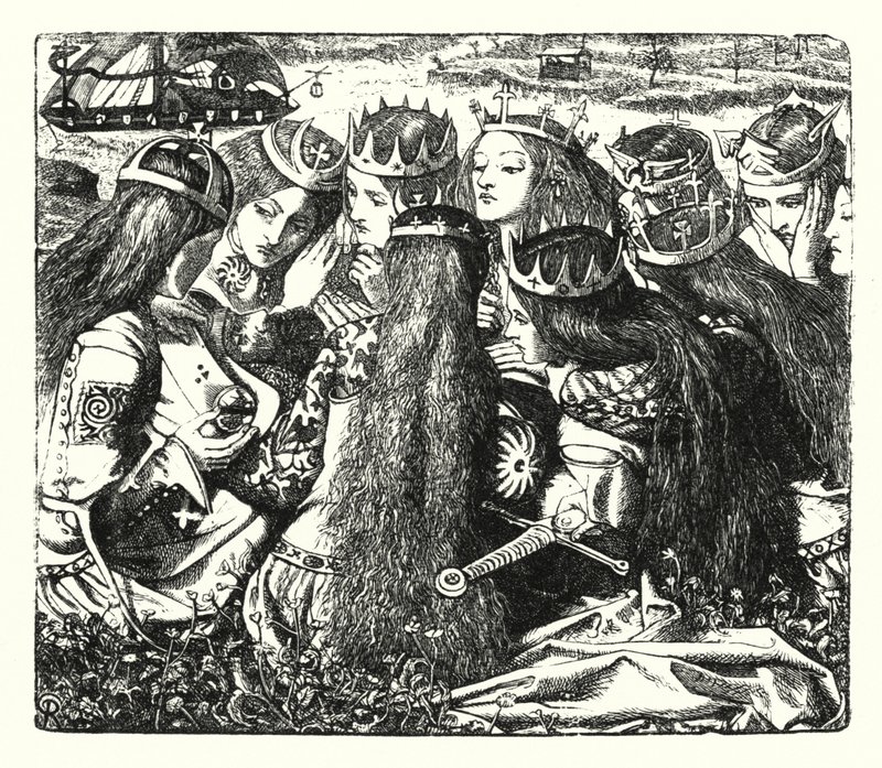 Konstpalatset (gravyr) av Dante Gabriel (after) Rossetti