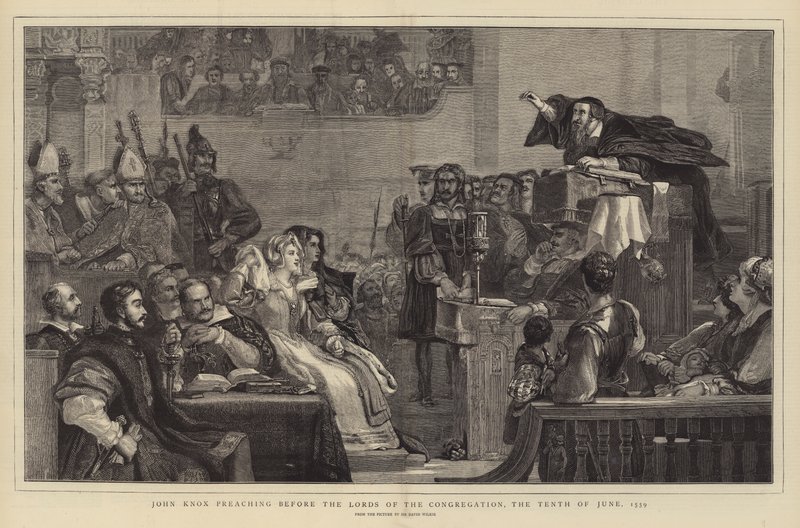 John Knox predikar inför kongregationens herrar den tionde juni 1559 av David Wilkie