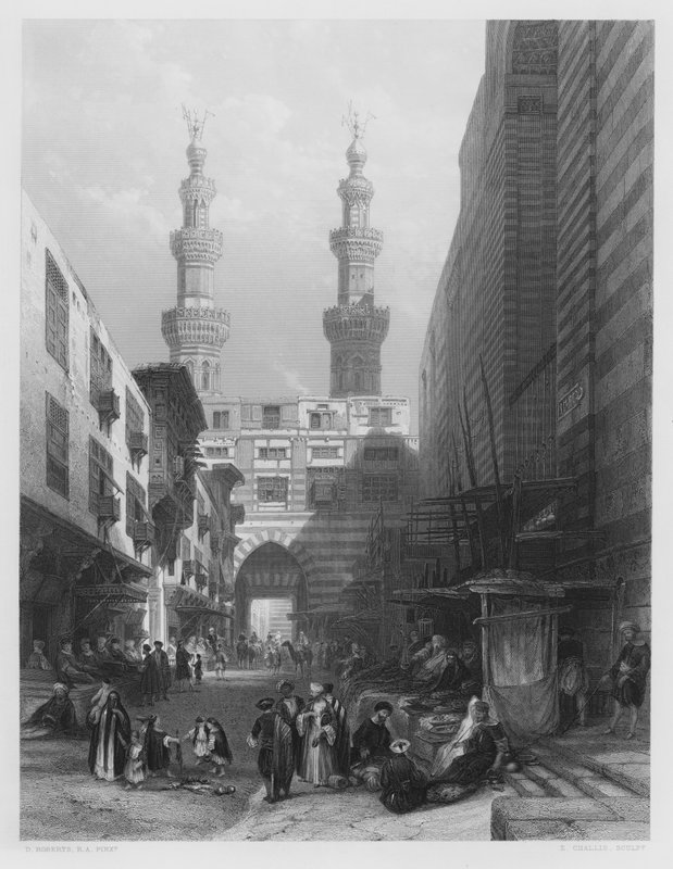 Gate of the Metwaleys, Cairo, från bilden i Royal Collection (gravyr) av David (after) Roberts