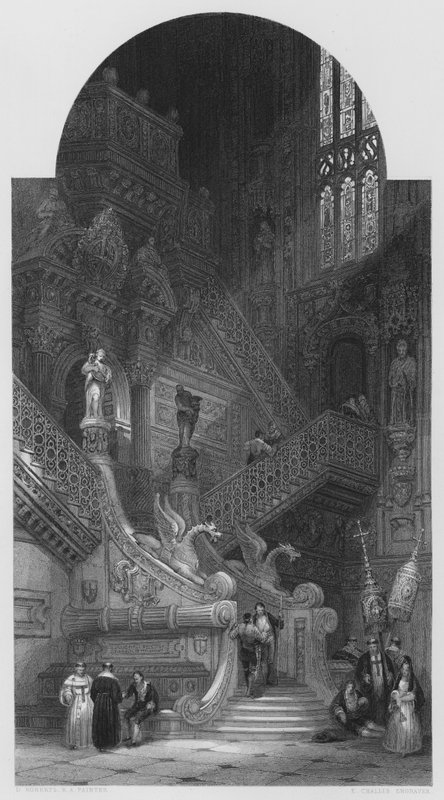 Interiör av Burgos katedral, från bilden i Vernon Gallery (gravyr) av David (after) Roberts