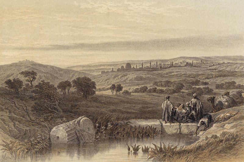Jerusalem från norr (färg litho) av David (after) Roberts