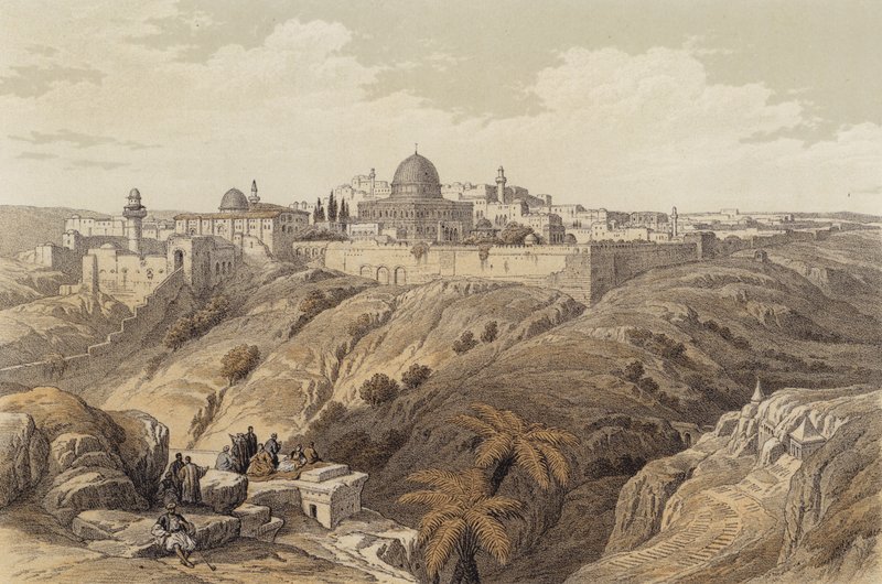 Jerusalem, reningskyrkan (färg litho) av David (after) Roberts