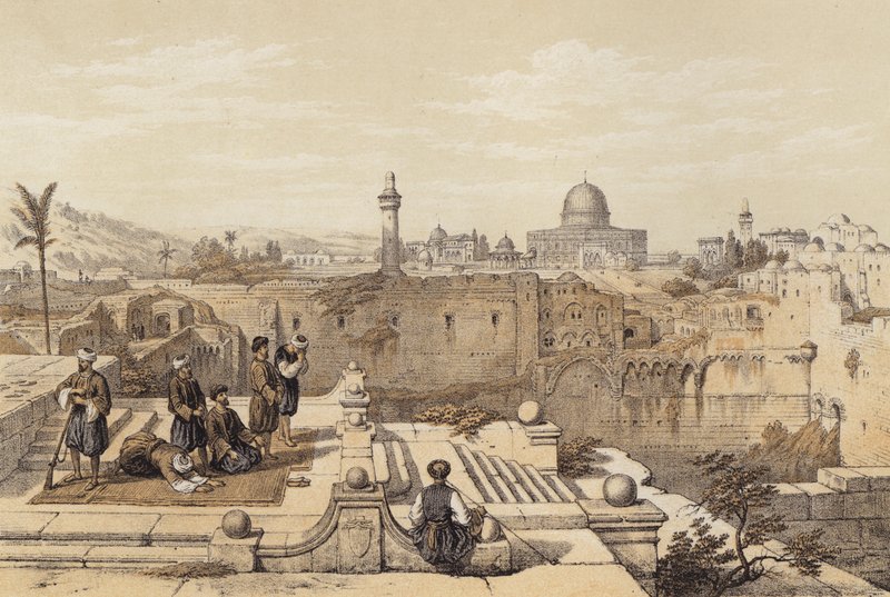 Omars moské (färg litho) av David (after) Roberts