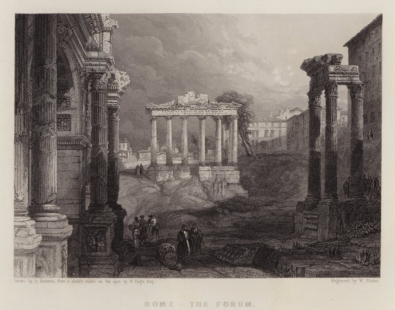 Rom, forumet (färg litho) av David (after) Roberts