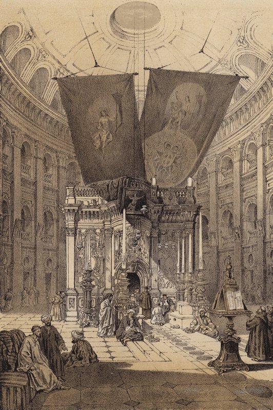 Den heliga gravens helgedom (färg litho) av David (after) Roberts