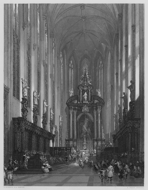 Kyrkan St Paul Antwerpen, från bilden i Vernon Gallery (gravyr) av David (after) Roberts
