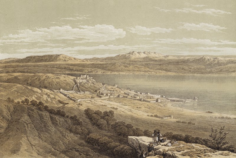 Tiberias ser mot Hermon (färg litho) av David (after) Roberts