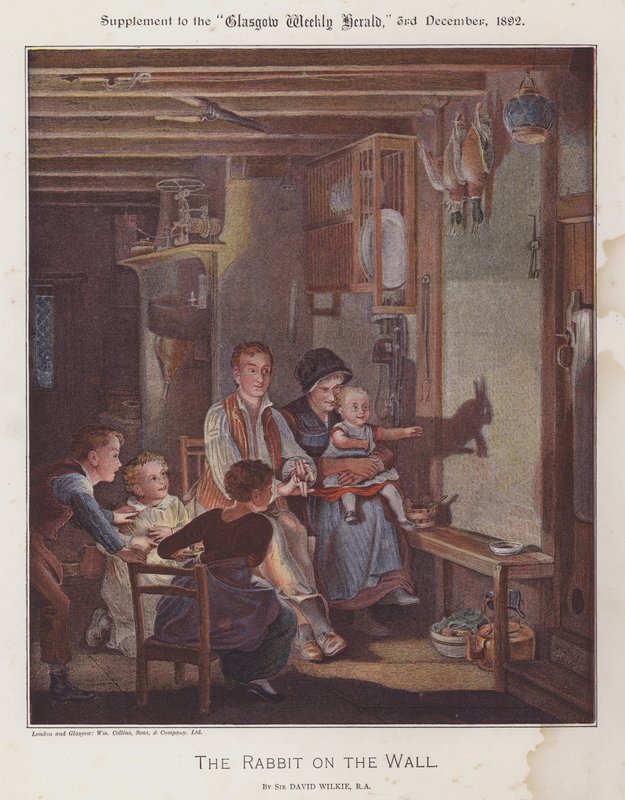 Kaninen på väggen (färg litho) av David (after) Wilkie