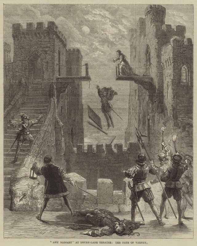 Amy Robsart at Drury-Lane Theatre, the Fate of Varney  av David Henry Friston