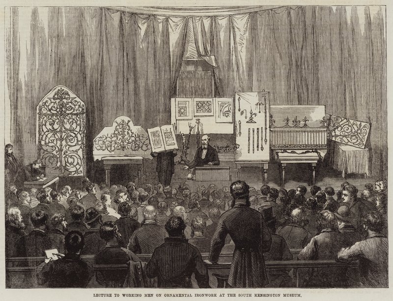 Föreläsning för arbetande män om prydnadsjärn på South Kensington Museum av David Henry Friston