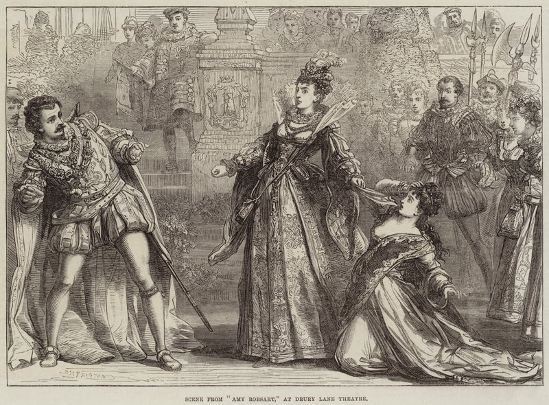 Scen från Amy Robsart, på Drury Lane Theatre av David Henry Friston