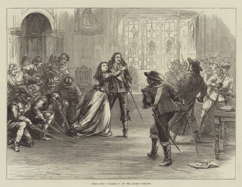 Scen från Charles I på Lyceum Theatre av David Henry Friston