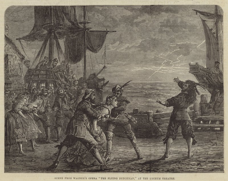 Scen från Wagners Opera Den flygande holländaren, på Lyceum Theatre av David Henry Friston