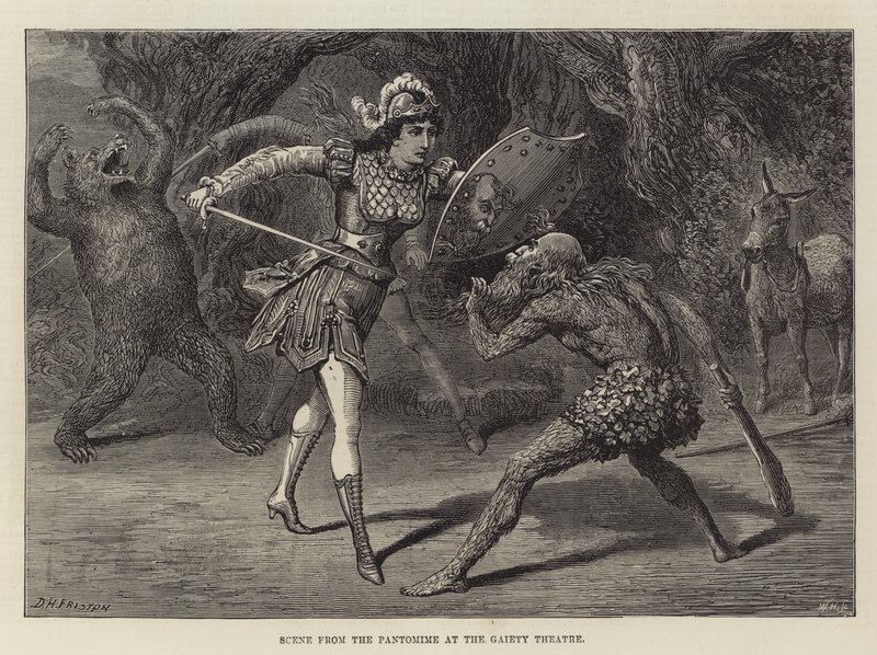 Scen från Pantomime på Gaiety Theatre av David Henry Friston