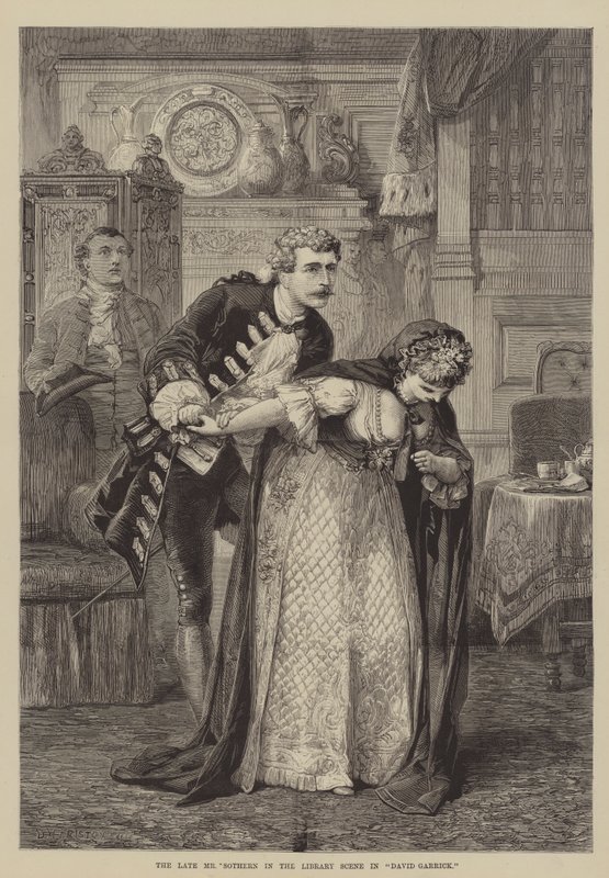 Den avlidne mr Sothern i biblioteksscenen i David Garrick av David Henry Friston