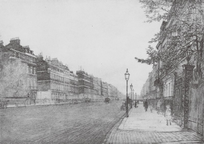 London: Portland Place Portland Place (färglitografi) av David Muirhead (after) Bone