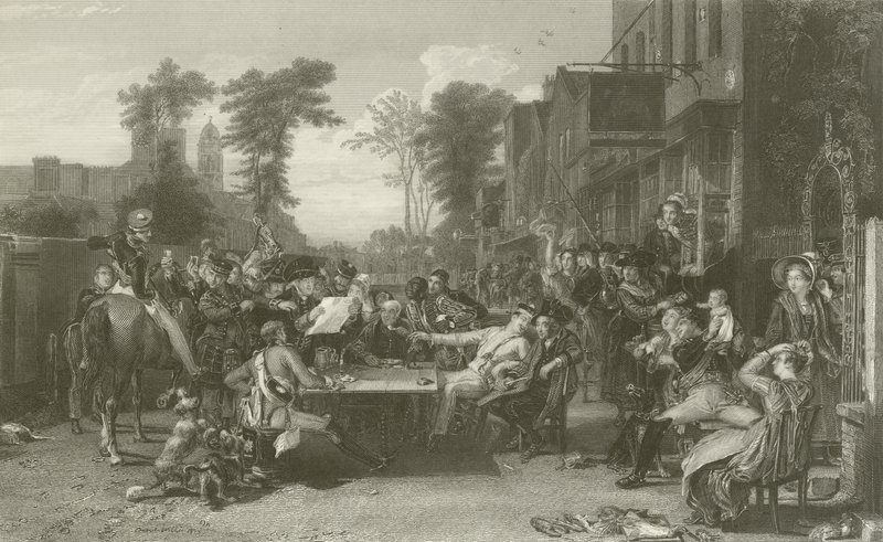 Chelsea Pensionärer som läser Gazette of the Battle of Waterloo av David Wilkie