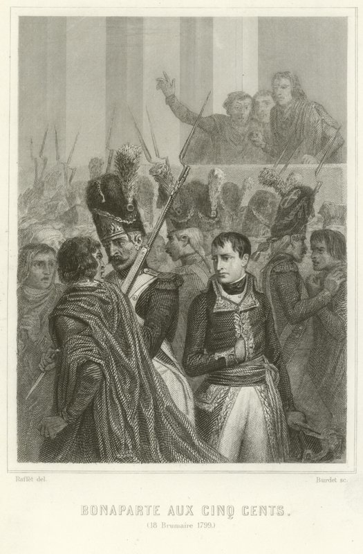 Napoleon Bonaparte omgiven av medlemmar av de femhundras råd av Denis Auguste Marie Raffet