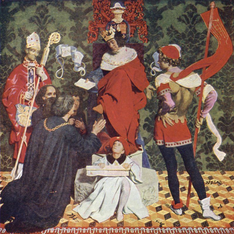 John Cabot och hans söner tar emot stadgan från kung Henrik VII för att segla på jakt efter nya länder av Denis William Eden
