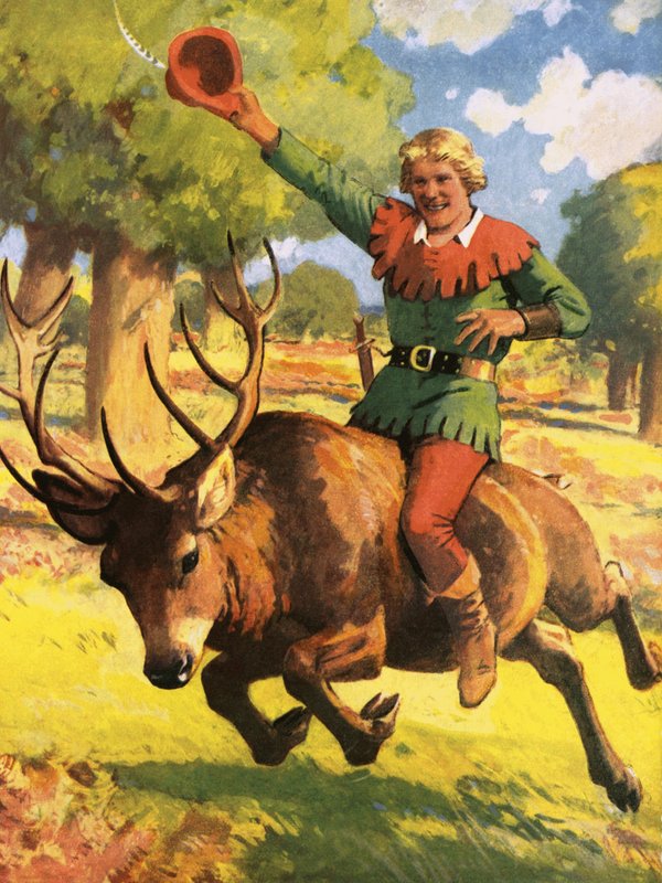 Robin Hood på ryggen av en hjort av Derek Charles Eyles