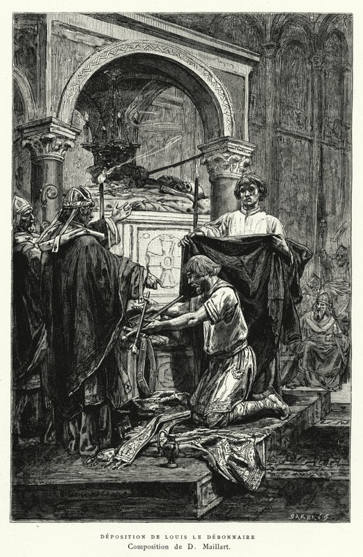 Deponering av Louis Le Debonnaire (gravyr) av Diogene Ulysse Napoleon Maillart