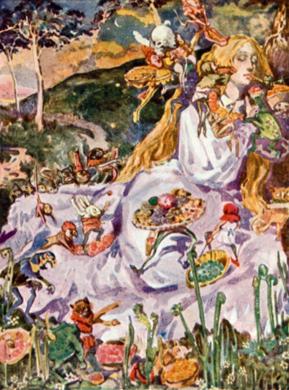 Illustration för Goblin Market av Christina Rossetti av Dion Clayton Calthrop