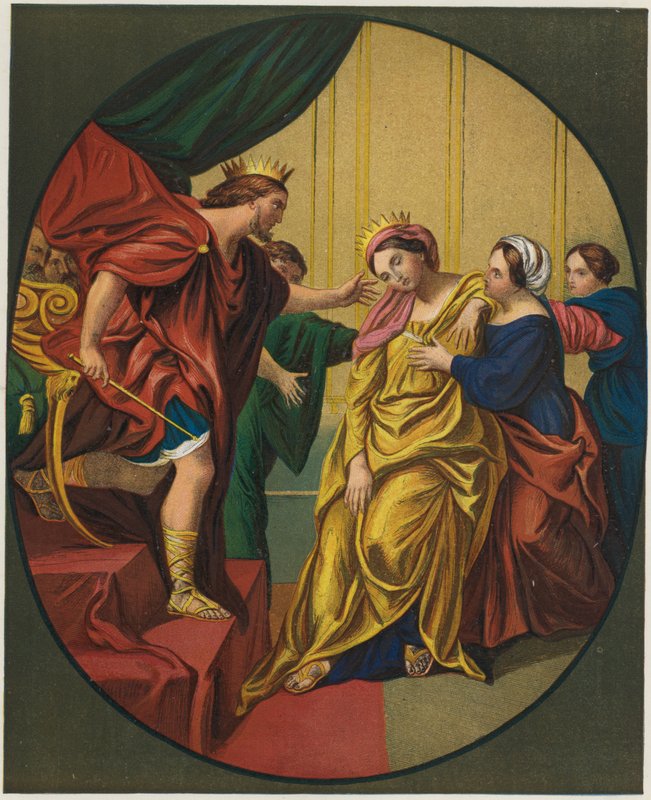 Ester förde till kung Ahasveros av Domenichino