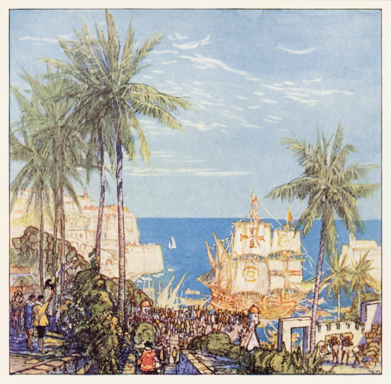 Rudyard Kipling: The Song of Diego Valdez (färglitografi) av Donald (after) Maxwell
