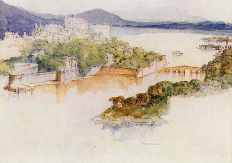 Den underbara staden Udaipur (färglitografi) av Donald (after) Maxwell