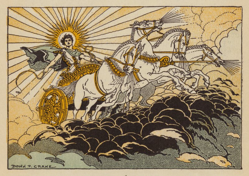 Phaethon, den grekiska mytologins gud (färg litho) av Donn P. Crane