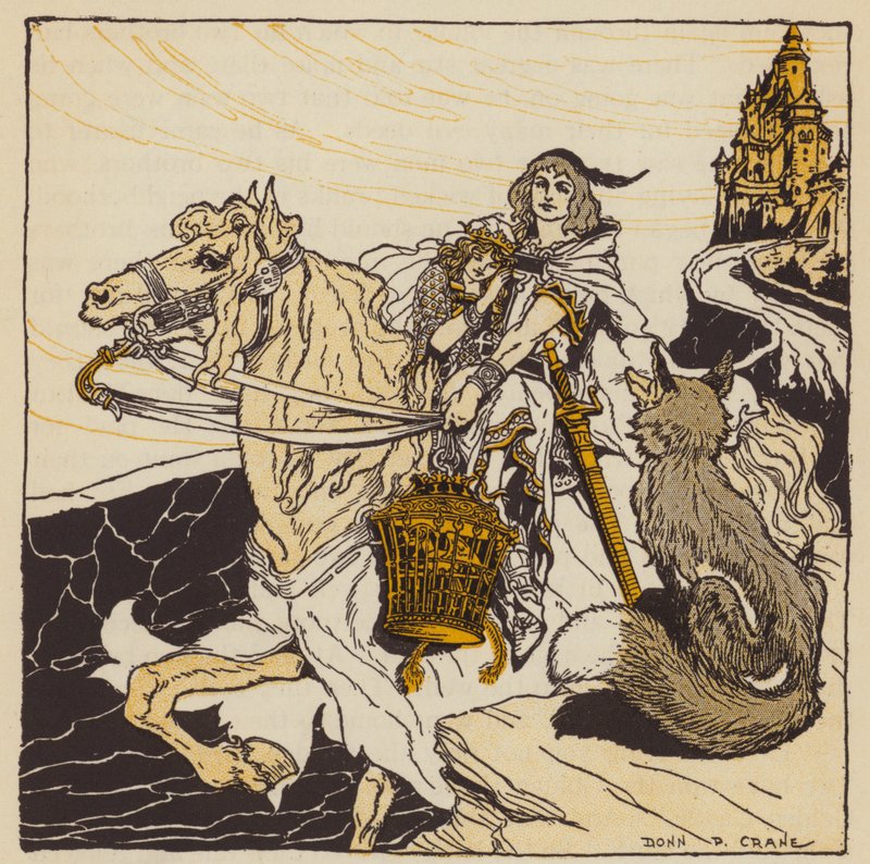 Den gyllene fågeln, tysk saga (färg litho) av Donn P. Crane