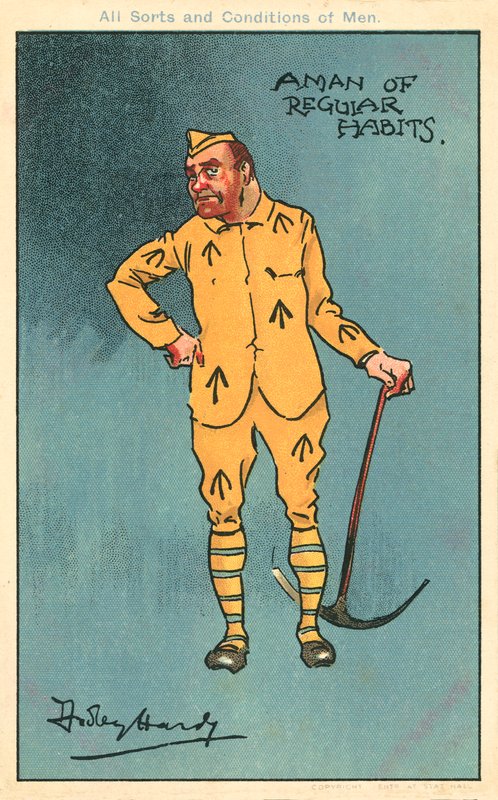 Brott och straff: fånge som håller en hacka (chromolitho) av Dudley Hardy