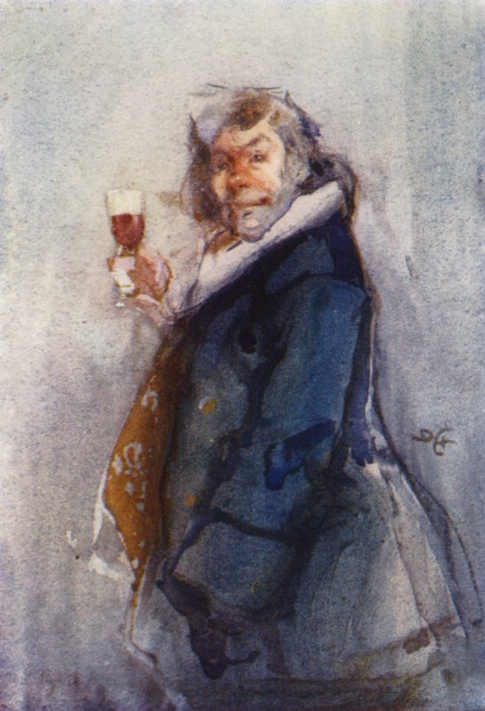The Toper, tidsskiss, London Sketch Club (färg litho) av Dudley Hardy