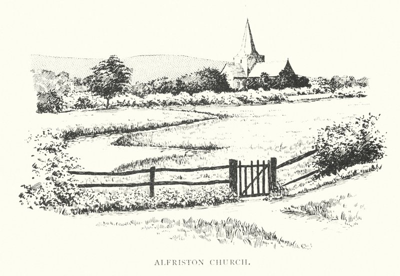 Alfriston kyrka (litografi) av Duncan Moul