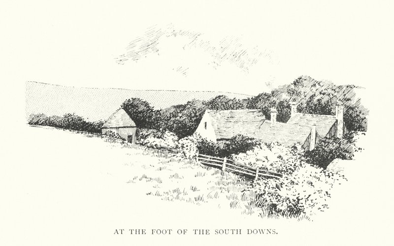 Vid foten av South Downs (litografi) av Duncan Moul