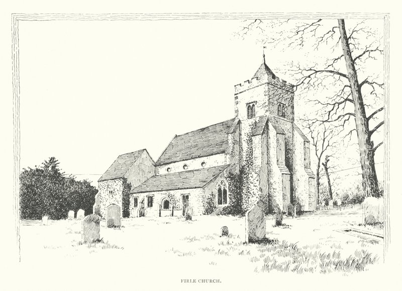 Firle kyrka (litografi) av Duncan Moul