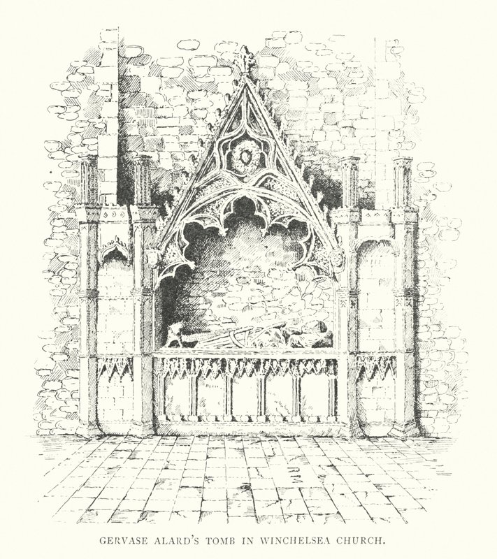 Gervase Alards grav i Winchelseas kyrka (litografi) av Duncan Moul